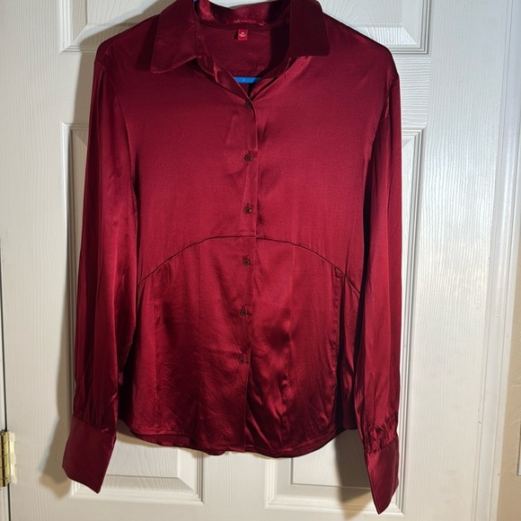 Anne Klein silk red button down blouse - Picture 1 of 10